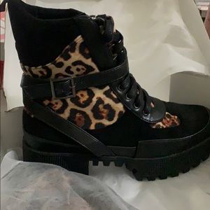 Leopard Print Combat/Platform Booties